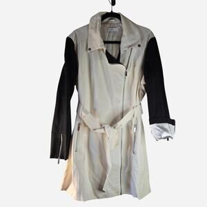 New York & Company Cream and black trench coat size xl